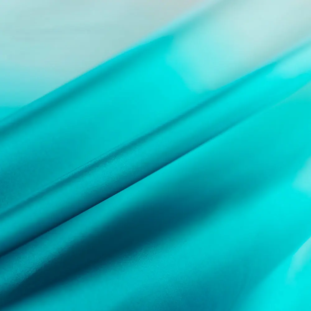 

Free Shipping Aqua Blue Gradient Printing Elastic Silk Satin Fabric