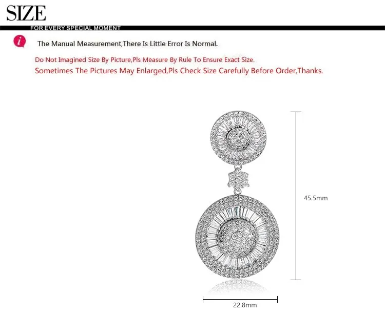 LUOTEEMI New Luxury Noble Dangle Shining CZ Crystal Double Round Brincos Statement Drop Earrings for Women Wedding Jewelry