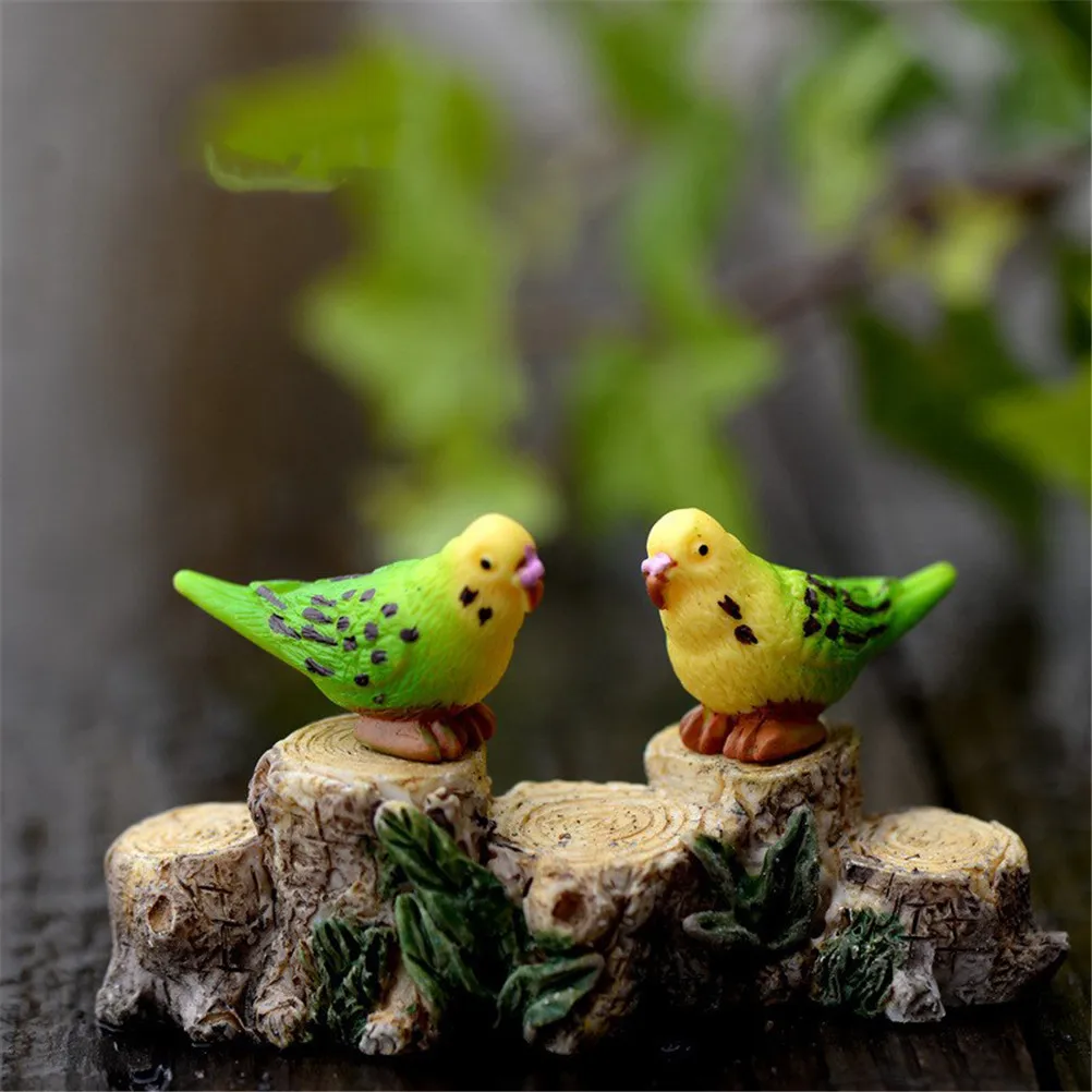 lovely 2pcs Mini Cute Parrot Birds Animals Model Cartoon Figure Toys Micro Gnomes Decoration Miniatures DIY Accessories | Дом и сад