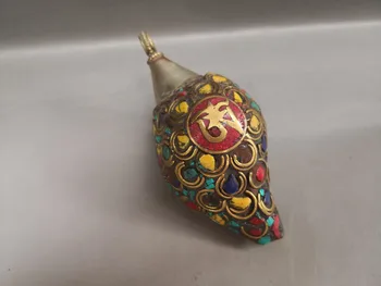 

Tibet handmade silver and Turquoise Inlaid conch pendant amulets