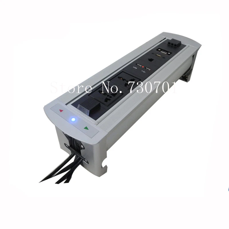 Моторизированная откидная розетка 2 * Универсальная мощность Зарядка usb 1 RJ45(CAT5 CAT6)