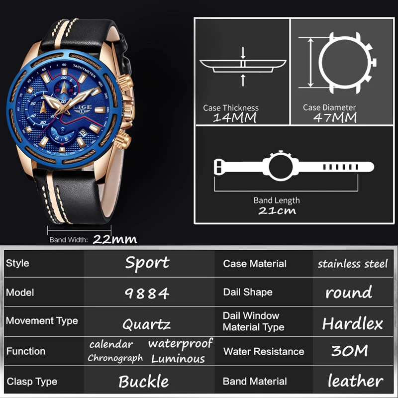 Reloje 2018 LIGE Men Watch Male Leather Automatic date Quartz Watches Men Brand Luxury Waterproof Sport Clock Relogio Masculino