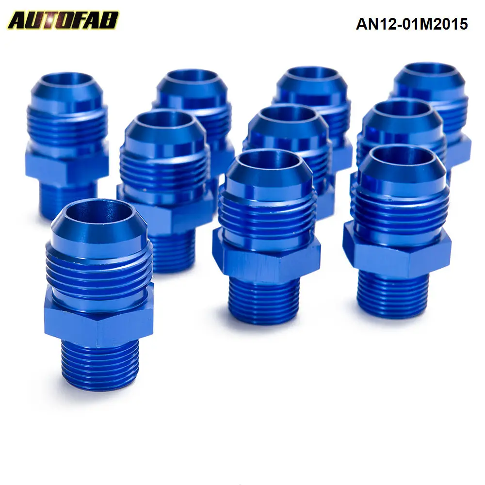 10PCS/LOT Aluminum Straight Fuel Fittings Adaptor Male Blue AN12-M20*1.5 Thread For All Oil cooler AN12-01M2015