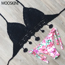 Mooskini бикини бренд 2017 горячая ручной работы вязаные bikinis купальники женщины купальники push up бинты бразильский купальники