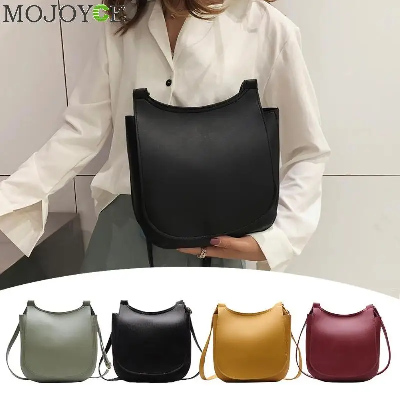 Women Fashion Wide Solid Color Shoulder Handbags Female Simple PU Leather Women Large Capacity Pure Color Flap Crossbody Bags