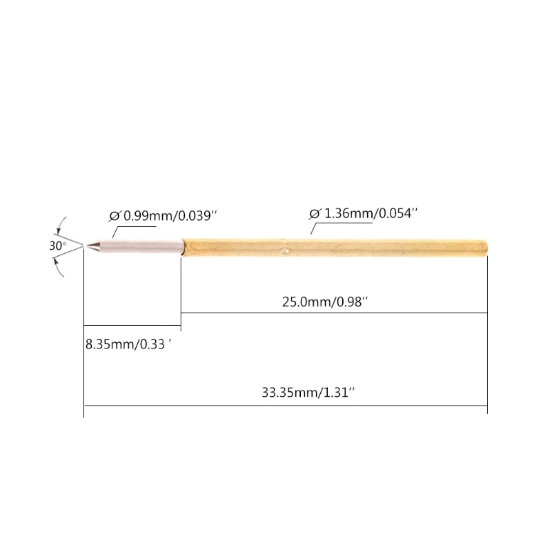 100 шт. пружинный Пробник Pogo Pin P100-B1 Диаметр 1,36 мм длина 33,35 мм
