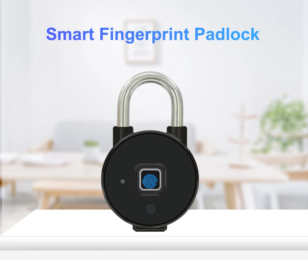 

Smart fingerprint padlock security lock Anti-thief IP65 waterproof lock for bike cabinet suitcase backpack