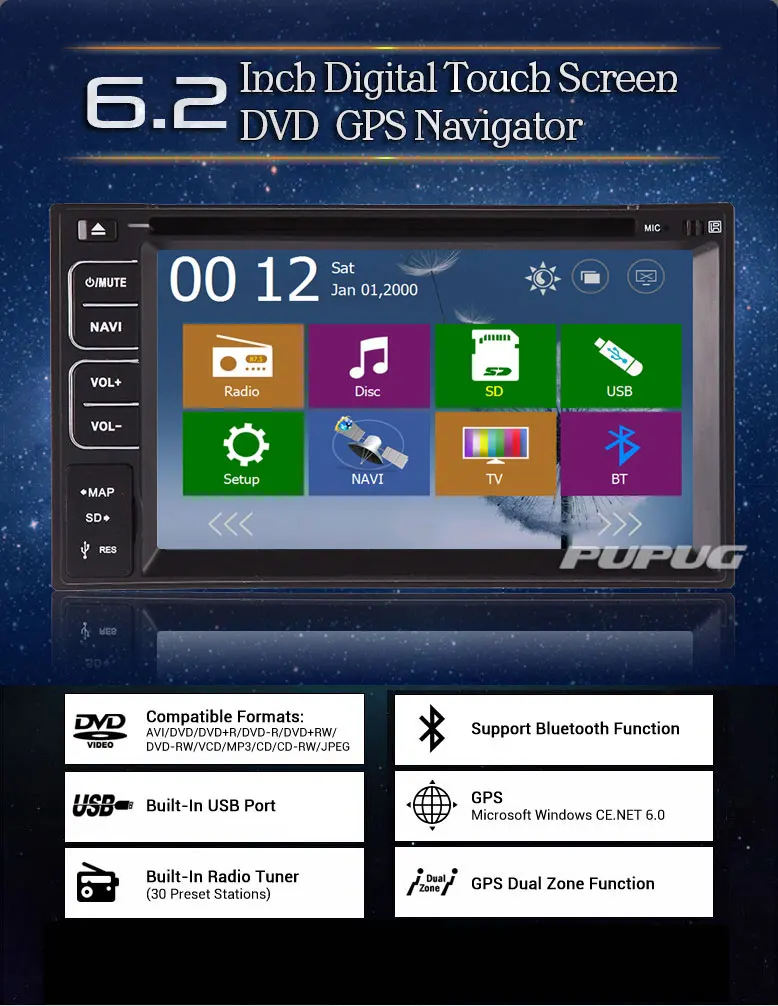 Flash Deal FM AM AMP Radio Touchscreen SD GPS Stereo MP3 Music Car DVD Player Movie Map 6.2" EQ CAM Autoradio Navigator RDS Sub 0 Flash Deal FM AM AMP Radio Touchscreen SD GPS Stereo MP3 Music Car DVD Player Movie Map 6.2" EQ CAM Autoradio Navigator RDS Sub 0