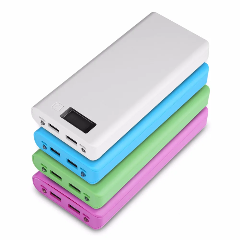 

Dual USB Output Port 8x18650 Battery Power Bank Shell Case Box LCD Display With Flashlight white/blue/green/purple