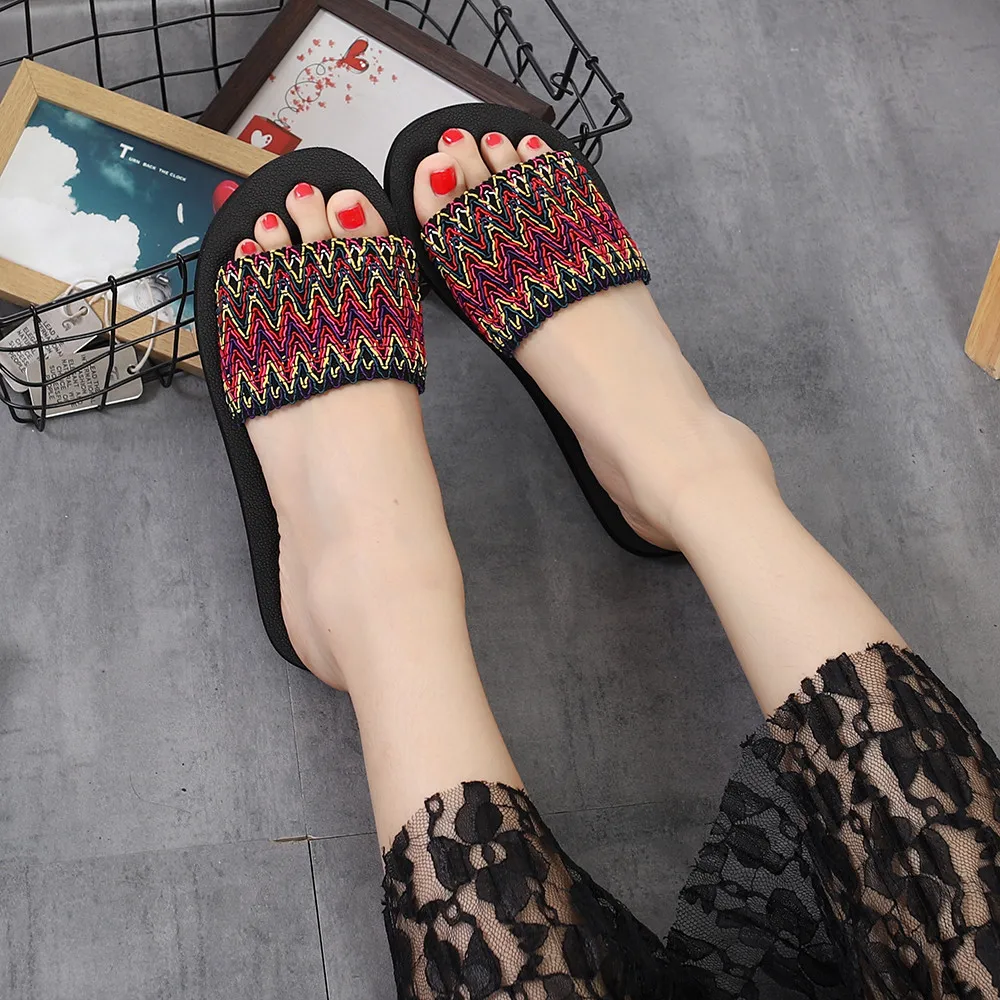 

2019 Women Slippers National Style Summer Sandals Indoor Outdoor Flip-flops Beach Shoes Woman zapatos mujer platform slippers