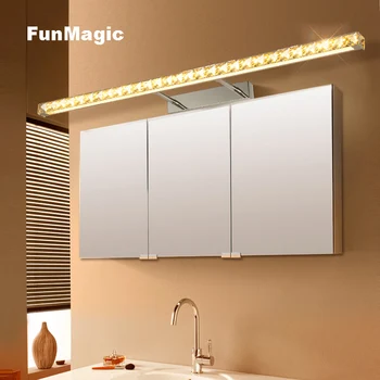 

Modern Bathroom LED Crystal Wall Lamp Mirror Cabinet LED Mirror Front Light Bedroom Vanity Lighting Telescopic Arm Warm Light