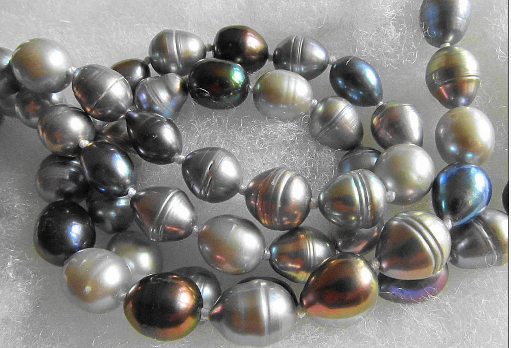 

HOT## Wholesale >>> 12MM NATURAL SOUTH SEA GENUINE BLACK GRAY GREEN BLUE PEARL NECKLACE 24INCH