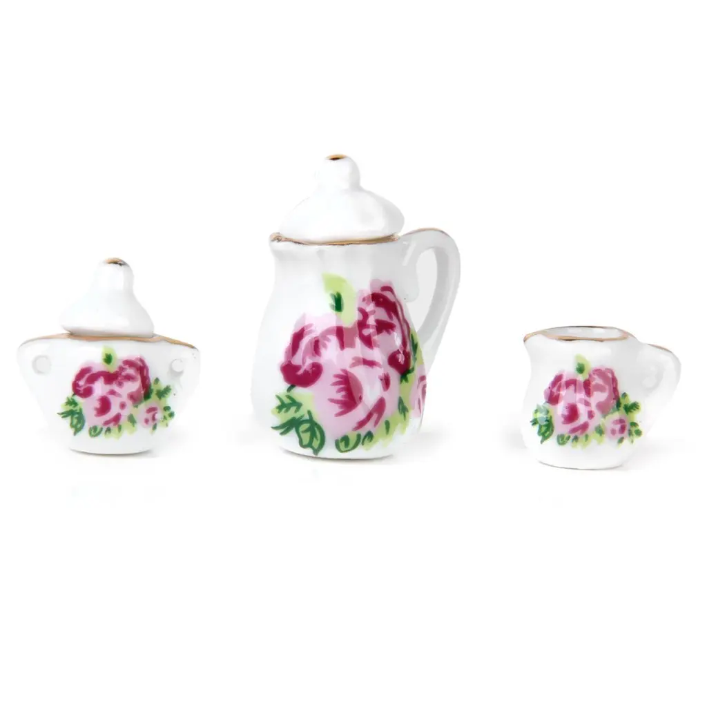 FBIL-15 фарфоровый набор из… предметов чайный набор кукольный домик миниатюрные продукты Китайские розы блюда и чашка