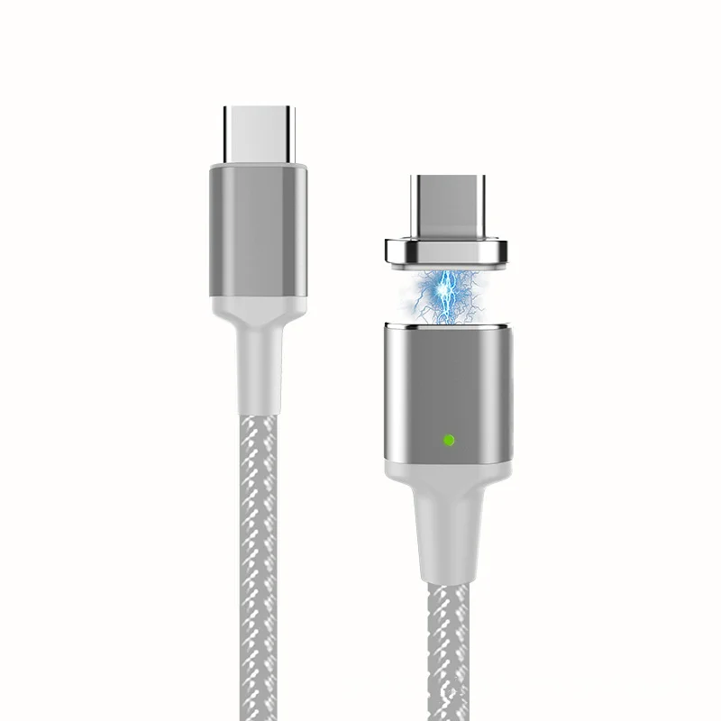 Кабель usb type-C, 1,8 м, магнитный кабель Usb C, 20 в, 5 А, кабель для быстрой зарядки и передачи данных USBC, поддержка QC PD для MacBook - Цвет: Braided Silver