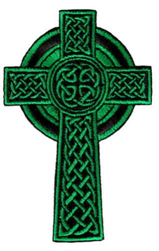 

CEL TIC CROSS GREEN iron-on PATCH embroidered IRISH CHRISTIAN RELIGIOUS EMBLEM