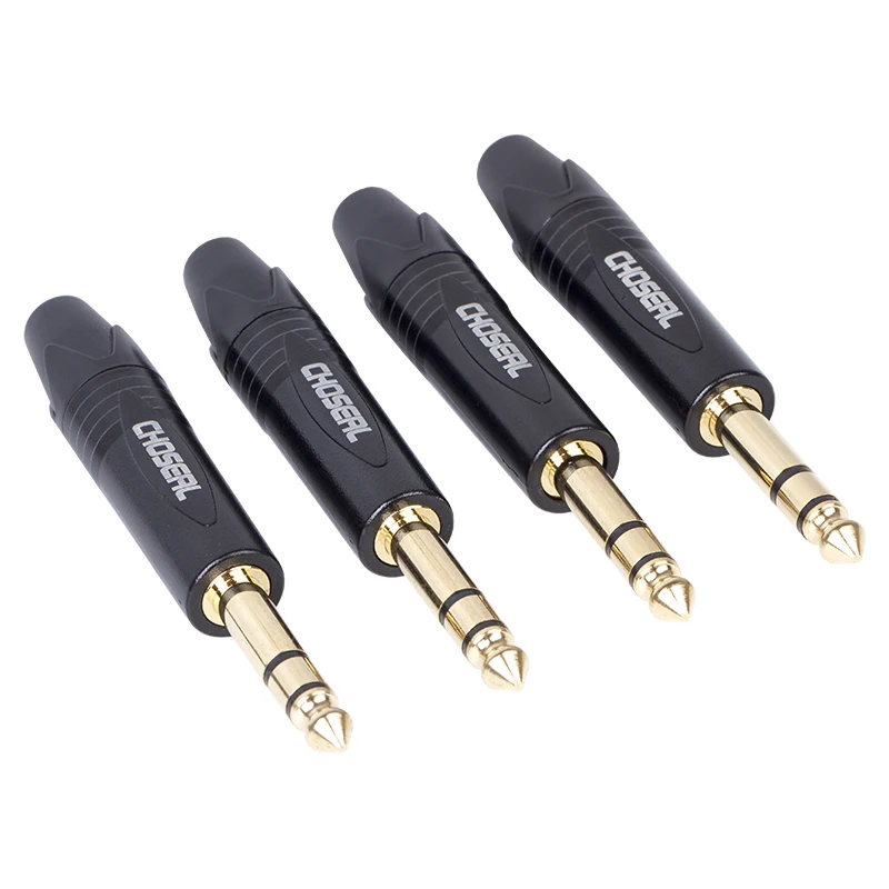 Choseal 4PCS 6.35MM Jack Male Plug Stereo Connector To 6.5MM Female Connector for Microphone (1)