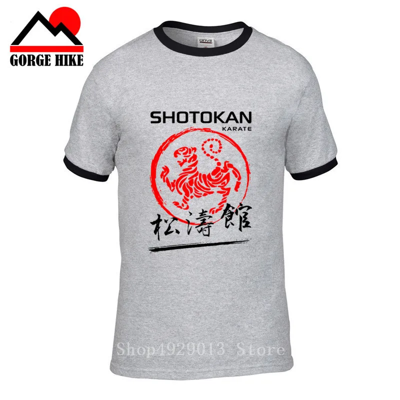 Японские Kanji Shotokan каратэ футболки мужские хлопковые летние с коротким рукавом