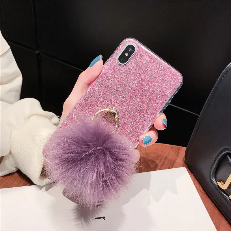 For huawei honor 8A 8X V8 case TPU Silicone Transparent Shell Flash Glitter Powder Ring Stent for 8 lite/8 pro | Мобильные телефоны