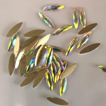 

YANRUO 36pcs 3X11mm AB Crystal Flat back Different Rhinestone Glass Shiny Diamond Nail Art Decorations DIY Beauty Rhinestones
