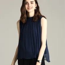 Топ из натурального шелка шелк тутового шелкопряда Женская майка без рукавов с воротником-стойкой M L XL