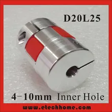 Frete grátis! D20xL25 Motor Jaw Eixo Acoplador 5x8 6.35x8 Garra-tipo Acoplamento Flexível furo Interno 4-10mm para CNC