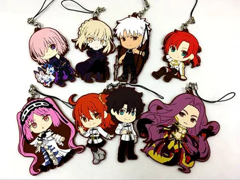 

2018 8pcs/Lot Japanese anime figure Fate stay night Silicone key chain Anime rubber