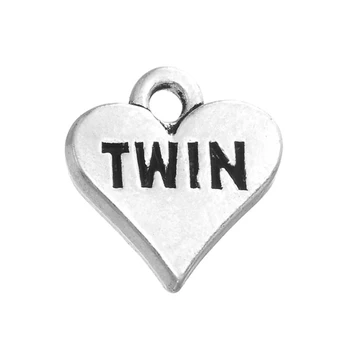 

Fashion Antique Silver Twin Heart Pendant Charms For Handmade Jewelry Bracelets Necklace Making DIY Accessories 50PCS