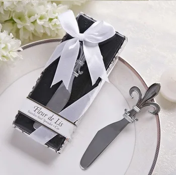 

Fleur de Lis Chrome Spreader Butter Knife Favors 100PCS/LOT Wedding bridal shower favor bachelor party Supplies Free shipping