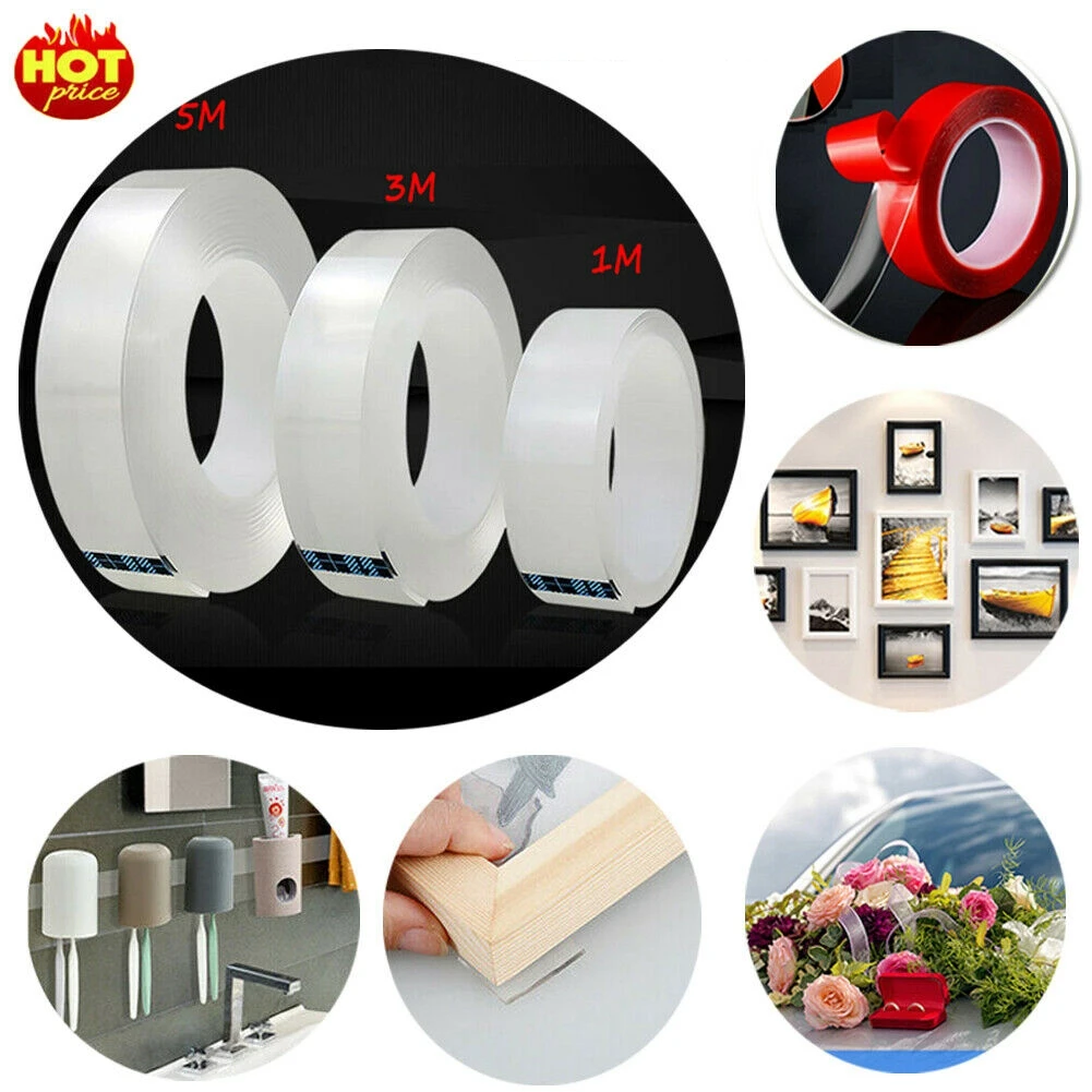 

1 PC Double-sided Grip Tape Traceless Washable Adhesive Tape Nano Technology Reuse