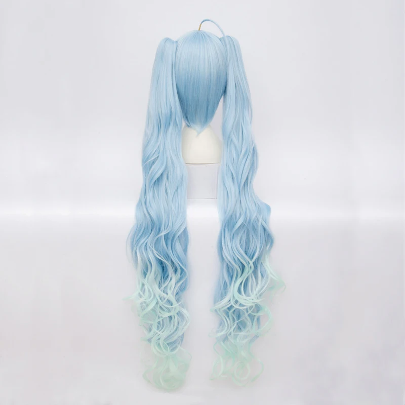 Парик для косплея Vocaloid Hatsune Snow Miku светильник голубой длинный волнистый парик с