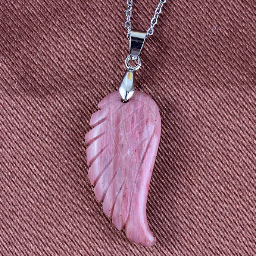 

Trendy-beads Ethnic Style Silver Plated Rhodonite Stone Wing of Angel Pendant For Party Jewelry