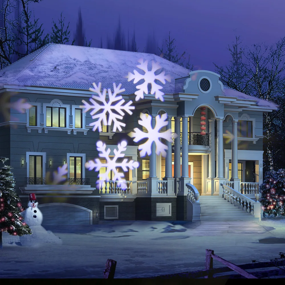 Проекционный светильник для проектора с изображением снежных хлопьев, садовый ландшафтный светильник, светильник ing AC110-240V, 6 Вт, 4LED, вечерние, рождественские, праздничные, для двора, патио, сада