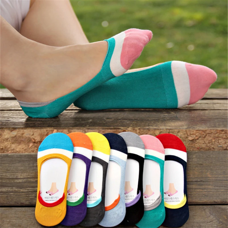 New invisible socks women 5pairs/lot spring summer and autumn fashion stripe cotton boat sock