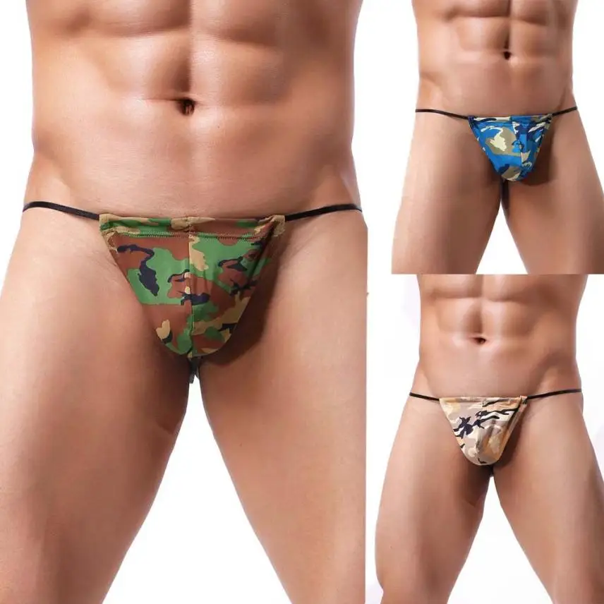 

Fashion Sexy Mens Briefs Underwear Bulge G-string Camouflage Print Underpant Charming Men Briefs Knickers Jockstrap Underwear
