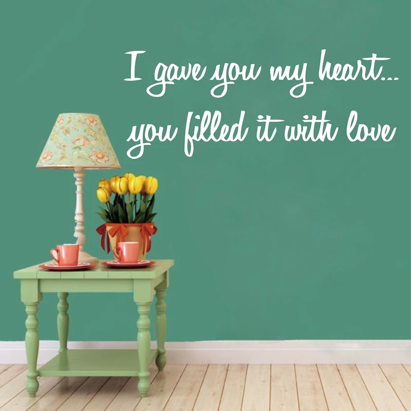 Large size free shipping I GAVE YOU MY HEART FILLED WITH LOVE Vinyl Wall Decals Love Quotes
