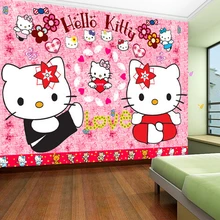Пользовательские papel де parede infantil мультфильм Kitty кошка мечта