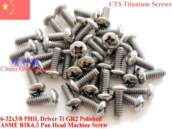 

Titanium screws 6-32X3/8 Pan Head 2# Phillips Driver Ti GR2 Polished 50 pcs