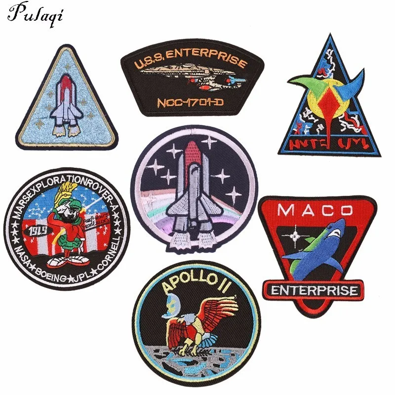 

Pulaqi Universe Space Embroidery Patches Iron on Clothes Patch For Jackets Fabric Sticker Badges Punk Applique Accessories H