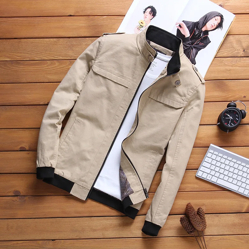 

HOCO 2018 the new trend of qiu dong stitching collar jacket handsome male fashion pure color jacket