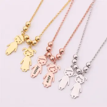 

Personalized Custom Boy Girl Baby Name Pendant Necklace Stainless Steel Fashion Mother Collar Chain Jewelry Special Family Gift