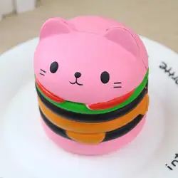 Симпатичный милый мультяшный кошка гамбургер ароматизированный медленно поднимающийся изысканный малыш мягкая игрушка поднимается