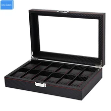 С замочком в полоску кожа roll 12 слотов организаторы розничная часы шкатулка Экспонент углерода Волокно окно собирать быть хорошо поле обмотки