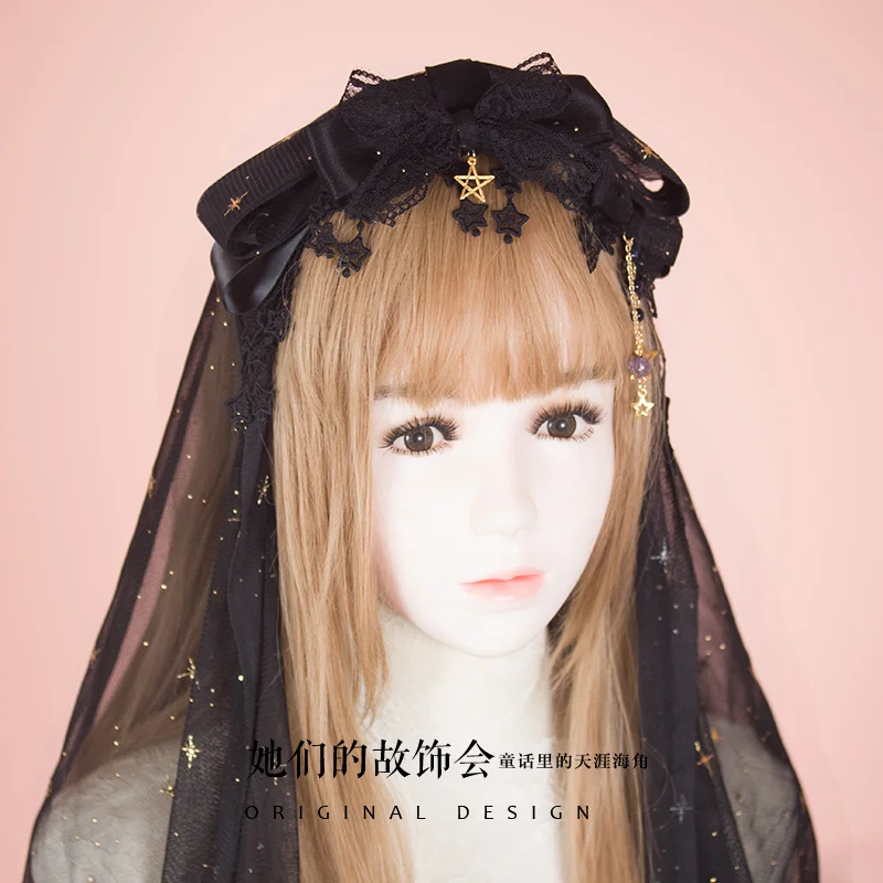 

Princess sweet lolita Manual Black Bow Headband GSH139