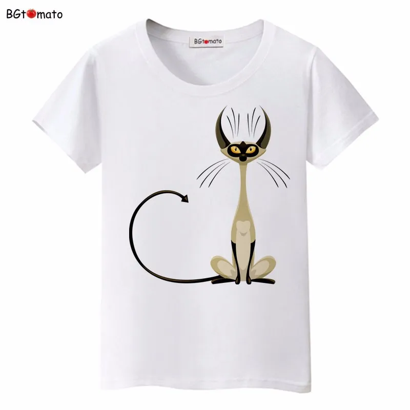 BGtomato супер крутая элегантная женская футболка с котом, горячая Распродажа, милая одежда, модная футболка, крутая футболка, бренд kawaii