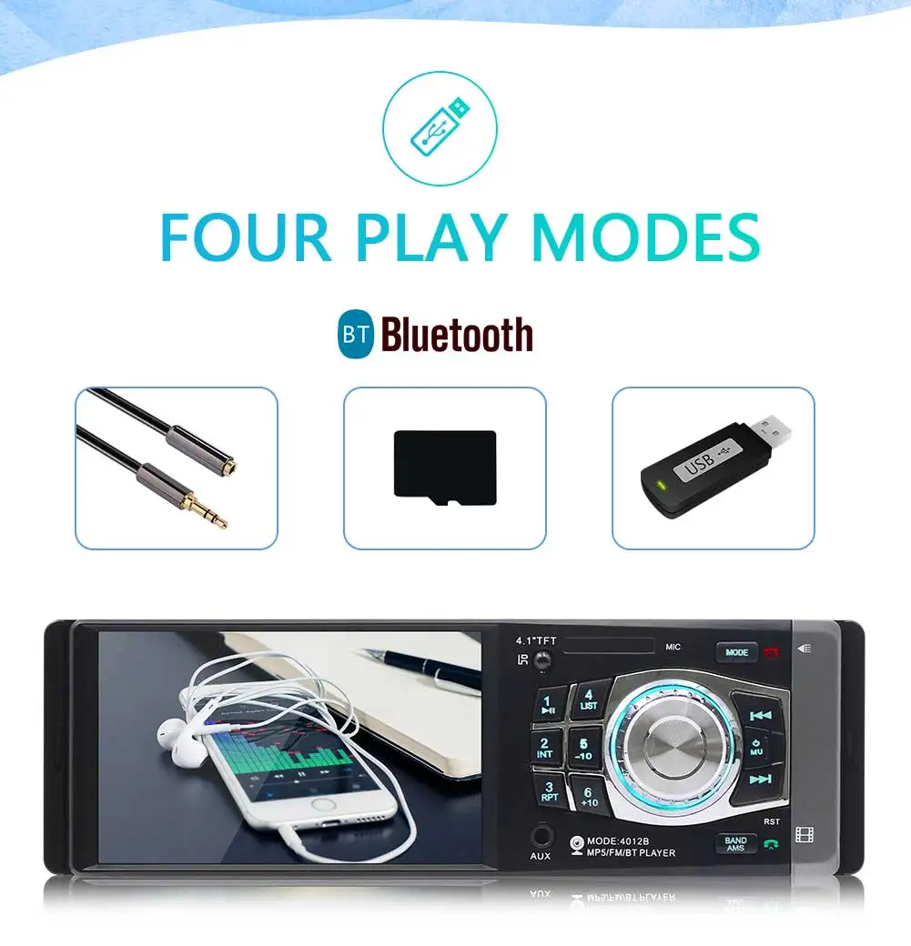 Автомобильный стерео радио MP5 плеер 4 1 ''HD TFT 12 V Аудио Видео IN OUT FM/USB/SD/папка Play/AUX