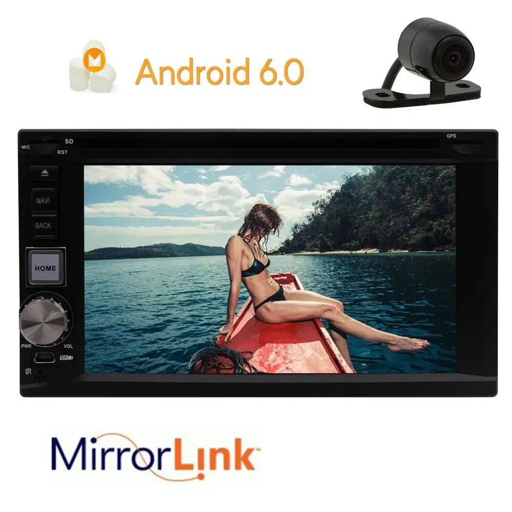 

Android 6.0 Double 2Din Universal Car Stereo Head Unit with Map SD Card GPS Navigation CAM-IN Sat Nav HD DVD/CD Receiver Player