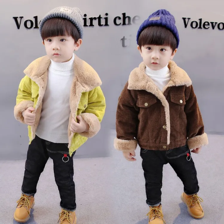 2018 autumn Kids Clothes Baby Boys Jackets Winter Coat corduroy Thick