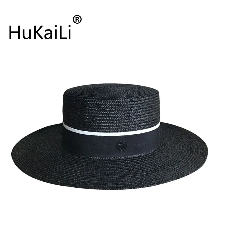 

Straw wide-brim hats spell evanescent hues with double black mark adornment shade hats for men and women