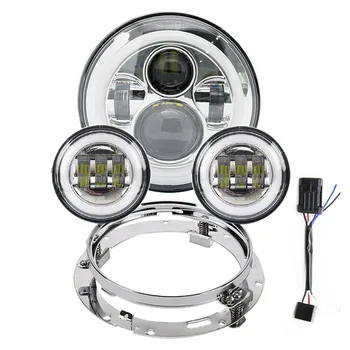 

Motorcycle set 7 Inch 40w Harley moto LED Headlight 2 x 4.5" 30w Fog Light Passing Lamps for Harley Davidson Motorcycle
