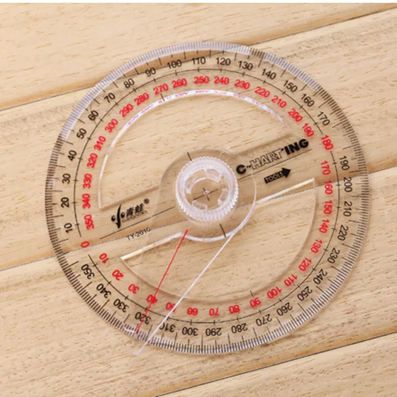 

Newest Portable Diameter Of 10cm Plastic 360 Degree Pointer Protractor Ruler Angle Finder Swing Arm For School Office Supplies